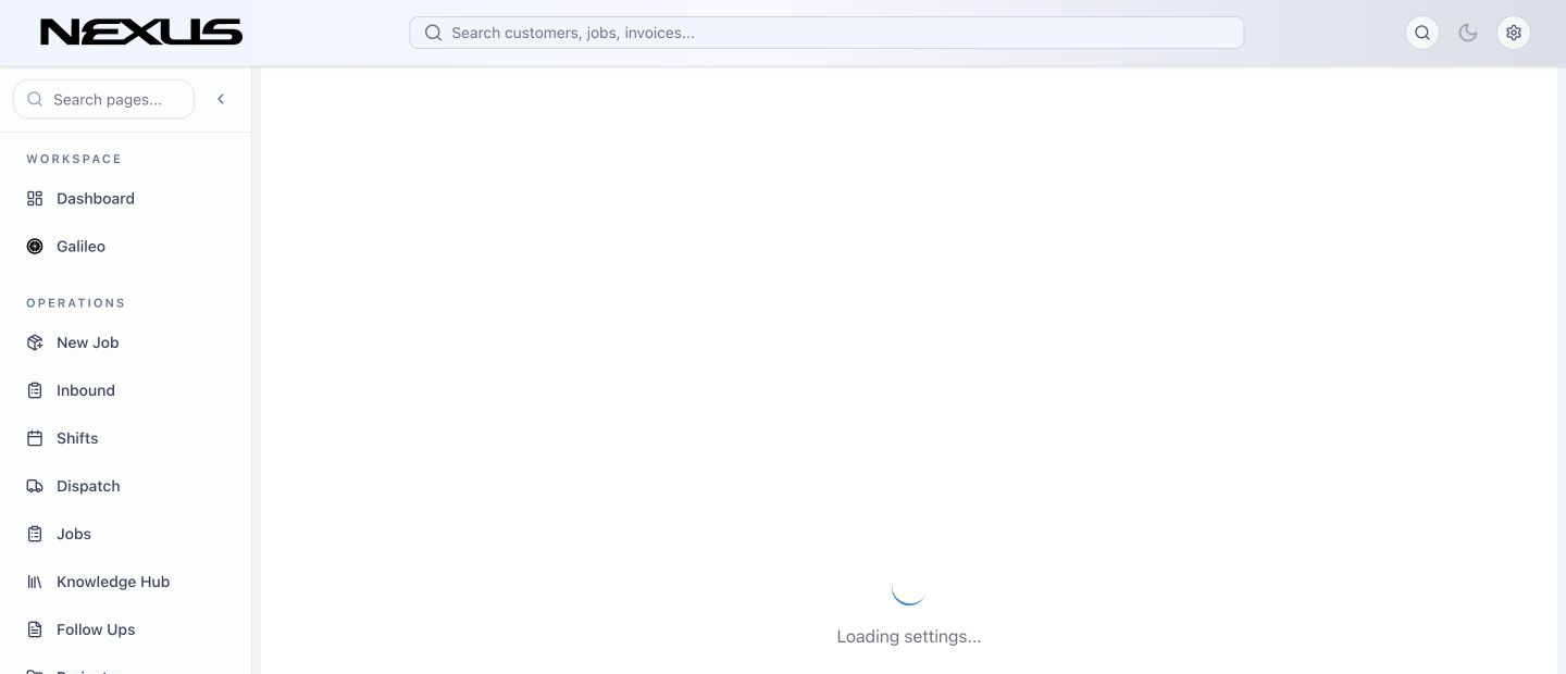 The Business Units settings page showing totals, search and status filters, and active units.