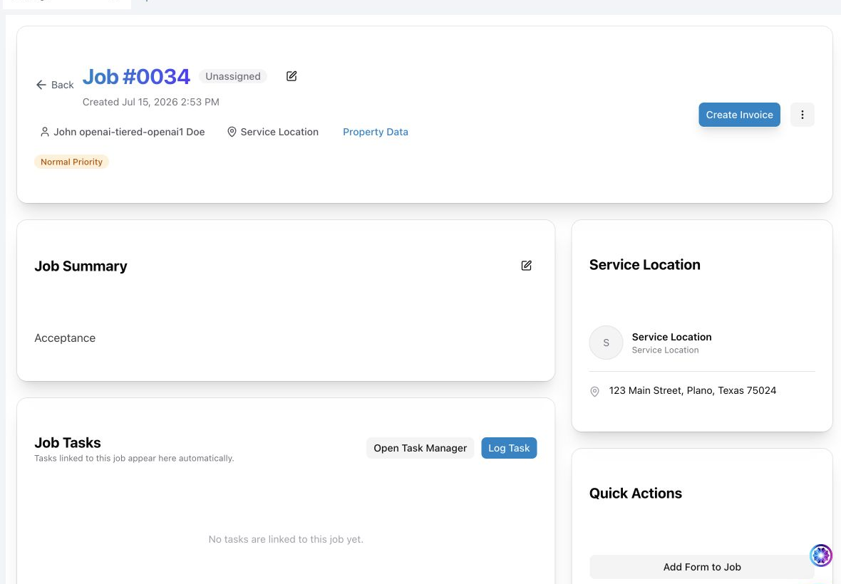 The Complete Job action and completed job status.
