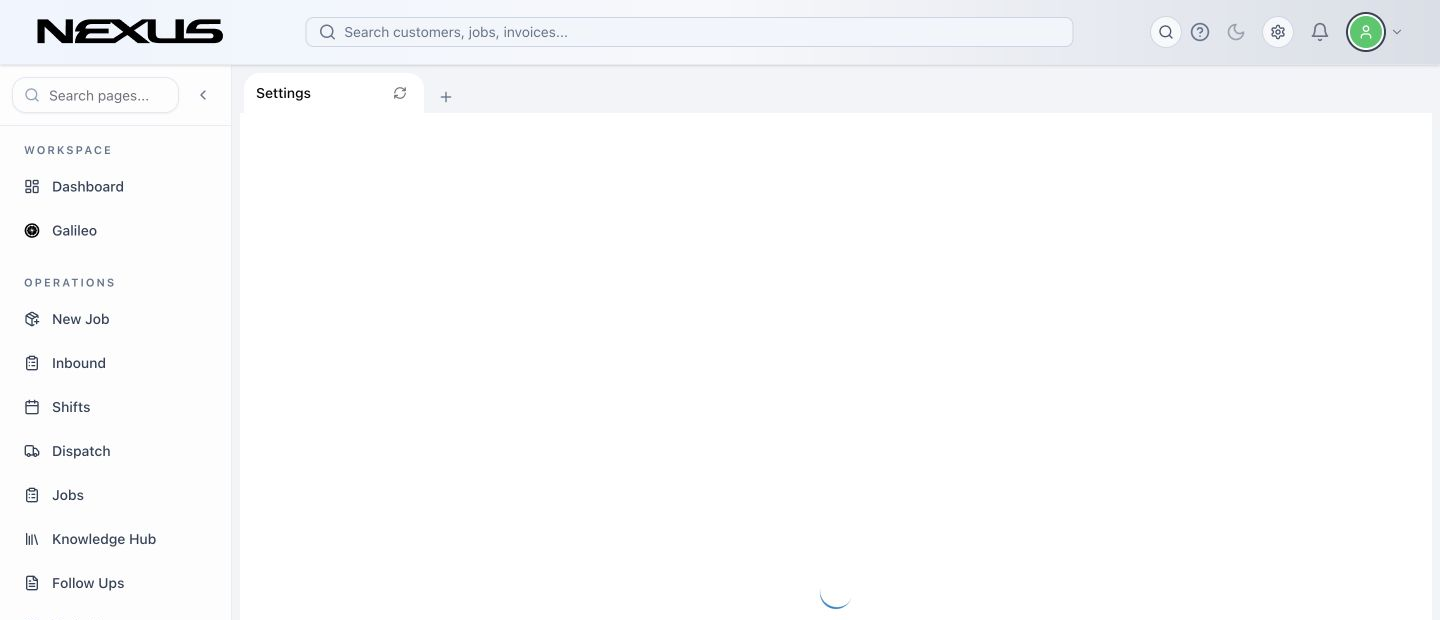 The Job Types settings page with overview totals, search, filters, and the job-type list.