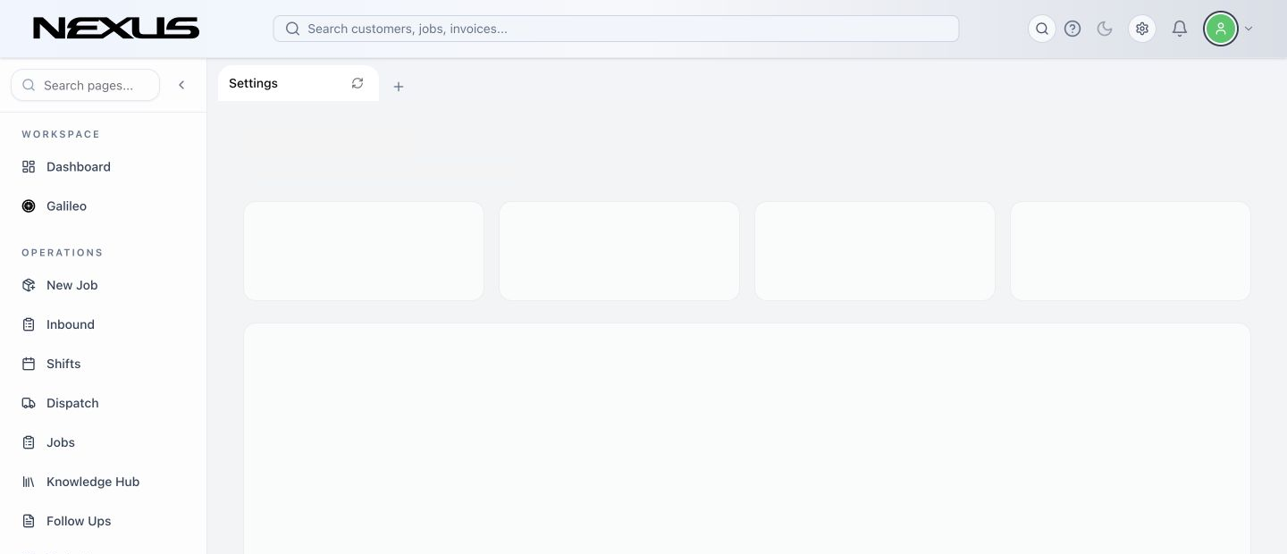 The Reporting workspace with Library, Saved, Scheduled, dataset shortcuts, search, and New Custom Report.