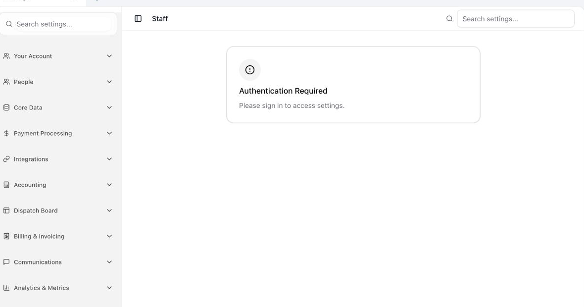 The Send Staff Invitation window with name, email, staff type, role, and optional business-unit fields.