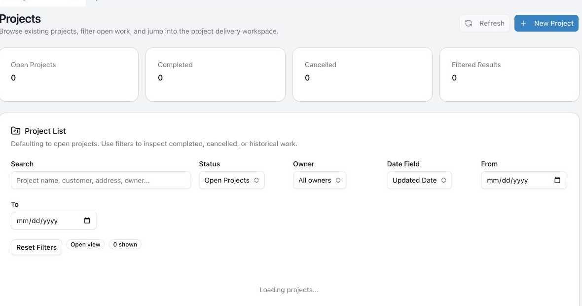 A project Attachments or Forms section showing connected project records and available actions.